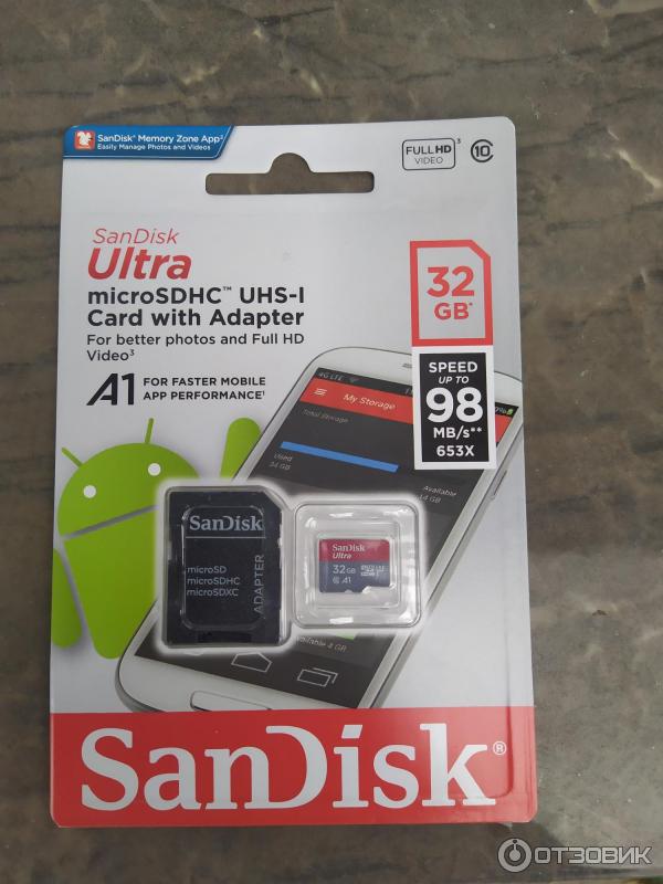 Карта памяти SanDisk MicroSDHC фото