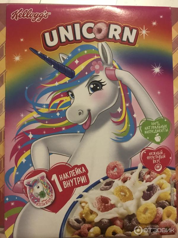 Kellogg’s Unicorn готовые завтраки радужные колечки фото