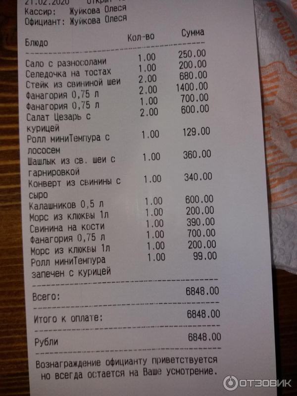 Ресторан кафе охотничий рай Ижевск чек