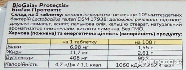 Таблетки BioGaia AB Пробиотик БиоГая