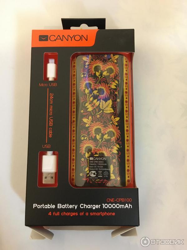 Портативное зарядное устройство Canyon 10000 mAh фото