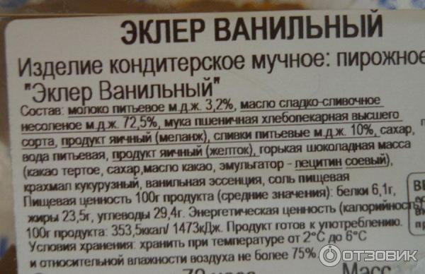 Эклеры ермолино состав