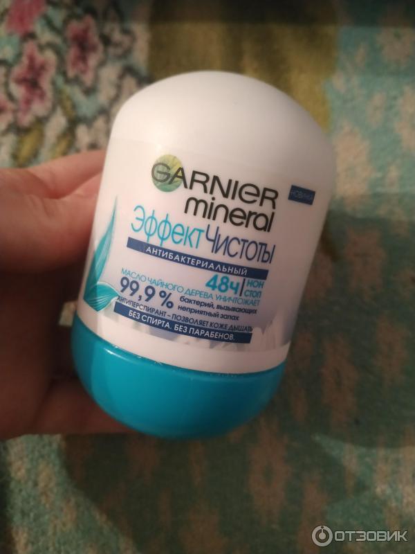 Дезодорант-антиперспирант шариковый Garnier Mineral Эффект чистоты антибактериальный фото