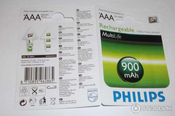 Аккумуляторы Philips R03NM Rechargeable accu AAA 1,2V NiMH 900mAh