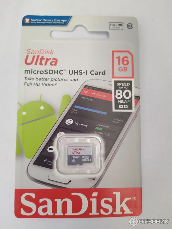 Карта памяти SanDisk Ultra microSDHC 16Gb Class10 UHS-I фото