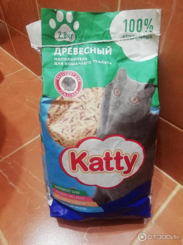 Древесный наполнитель для кошачьего туалета katty