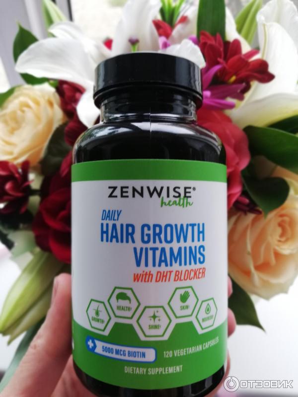 Витамины для роста волос Zenwise Health, Daily Hair Growth Vitamins с блокиратором ДГТ фото