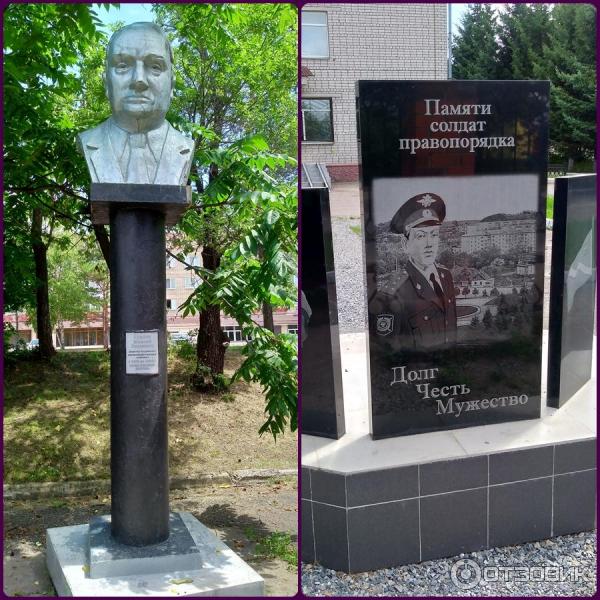 Памятники Буднику М. И и стражам порядка.