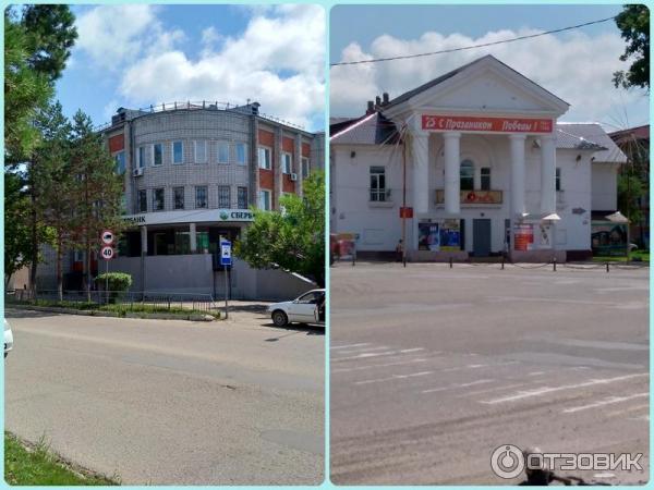 Здание сбербанка и дворец культуры.