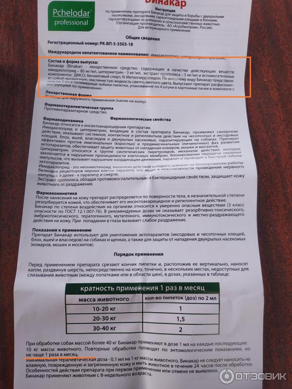 Отзыв о Капли на холку для собак Бинакар Pchelodar | Не экономная экономия.