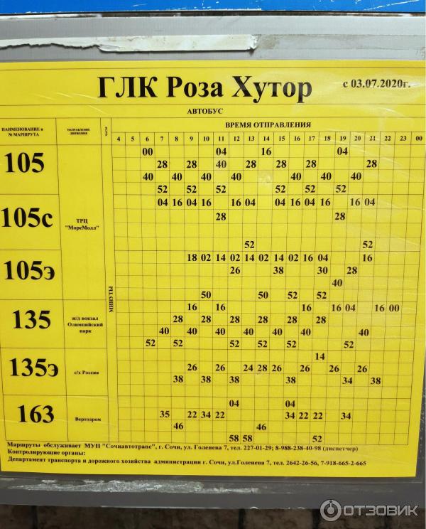 НОВОЕ расписание автобусов 105, 105э, 135, 135э, 63 (Роза Хутор, Красная Поляна, Адлер, Сочи)