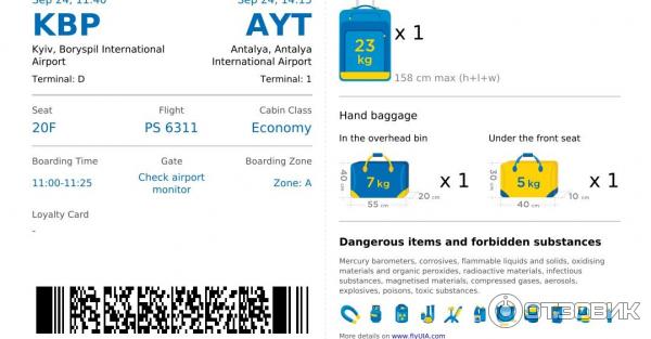 Билет на борт самолёта в Анталию
