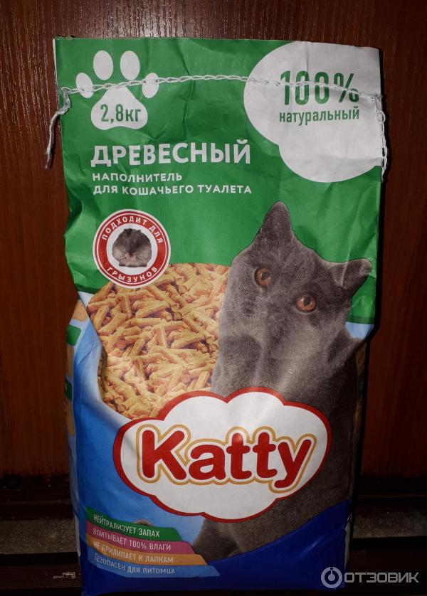 Древесный наполнитель для кошачьего туалета katty