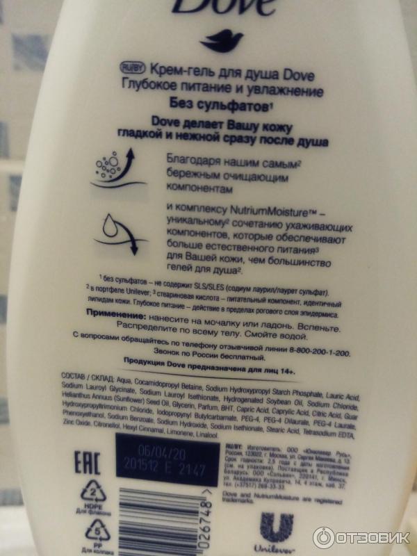 Состав геля Dove